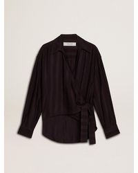 Golden Goose - Shirt With Vertical Stripes And Side Knot Closure - Lyst