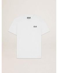 Golden Goose - T-Shirt Bianca Collezione Star Con Logo E Stella Neri A Contrasto, Uomo, Taglia - Lyst