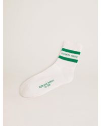 Golden Goose - Cotton Socks With Distressed Finishes, Stripes And Logo - Lyst