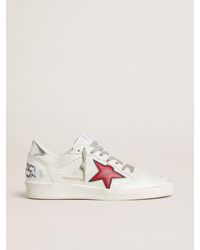 Golden Goose - Ball Star Ltd Donna Con Stella Rossa E Talloncino Argento, Donna, Taglia - Lyst