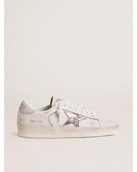 Golden Goose - Stardan En Cuir Nappa Avec Étoile En Cuir Lamé Argenté Et Contrefort En Daim Rose, Femme, Taille - Lyst