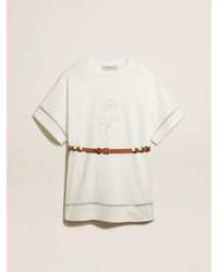 Golden Goose - Cotton T-Shirt Dress With Belt - Lyst