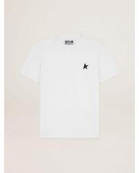 Golden Goose - T-Shirt Bianca Collezione Star Con Stella Nera Sul Davanti, Uomo, Taglia - Lyst