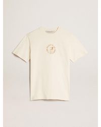 Golden Goose - Aged Cotton T-Shirt With Seasonal Logo - Lyst