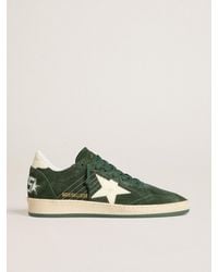 Golden Goose - Ball Star Pour Femme En Daim Vert Avec Étoile Et Contrefort En Cuir Blanc, Femme, Taille - Lyst