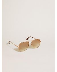 Golden Goose - Aviator Style Sunglasses With Rose- Frame And Honey-Colored Lenses - Lyst