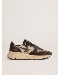 Golden Goose - Running Sole Pour Homme En Nylon Et Cuir Velours Avec Étoile Imprimée Et Contrefort En Cuir, Homme, Taille - Lyst