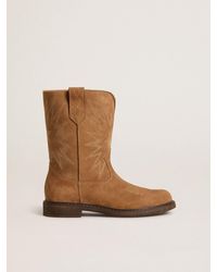 Golden Goose - Bottes Wish Young En Daim Camel Avec Broderie Étoile, Taille - Lyst