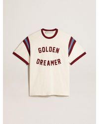 Golden Goose - ’S T-Shirt With Burgundy Lettering On The Front - Lyst