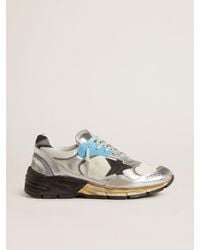 Golden Goose - Dad-Star Pour Femme En Résille Et Cuir Lamé Argenté Avec Étoile En Daim Noir, Femme, Taille - Lyst