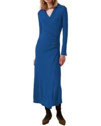 Beatrice B. Draped Midi Dress - Blue
