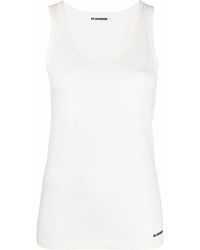 Womens Clothing Tops Sleeveless and tank tops Jil Sander Synthetic Viscose Blend Velour Camisole Top in Natural 