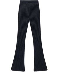 Stella McCartney - Lurex Ribbed-knit Straight-leg Trousers - Lyst