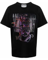 Moschino Glitch-effect Logo T-shirt - Black
