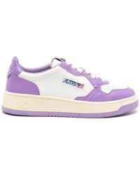 Autry - 'medalist Low' White And Lavender Purple Panelled Sneakers In Leather Woman - Lyst