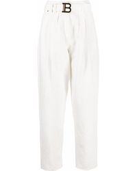 Balmain Monogram Wide-leg Jeans - White