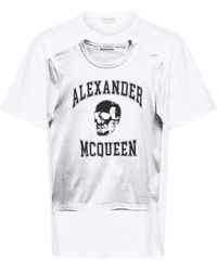 Alexander McQueen - | T-shirt in cotone con stampa grafica frontale | male | BIANCO | S - Lyst