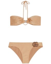 Gucci GG Halterneck Bikini in Brown - Lyst