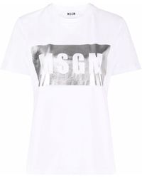MSGM Metallic Logo-print T-shirt - White