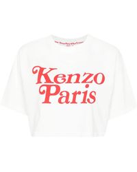 KENZO - T-Shirt Crop Con Stampa - Lyst
