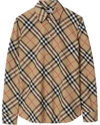 Burberry - Check-Pattern Cotton Shirt - Lyst