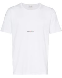 Saint Laurent - Logo-print Crewneck Cotton-jersey T-shirt - Lyst
