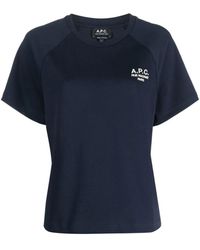 A.P.C. - Logo-embroidered Cotton T-shirt - Lyst