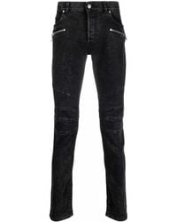 Balmain Ribbed-detailing Skinny Jeans - Black