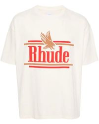 Rhude - Cream Cotton T-Shirt - Lyst