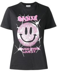 Ganni T-shirt Basic Smiley - Nero