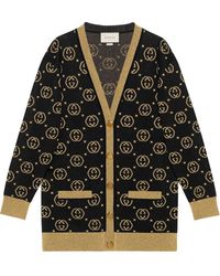 Gucci Oversized GG V-neck Cardigan - Black