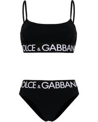 Dolce & Gabbana - Bikini stile bralette con banda logo - Lyst
