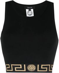 Versace Greca Border Crop Top - Black