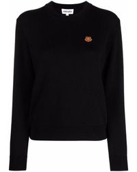KENZO Tiger-patch Knitted Jumper - Black