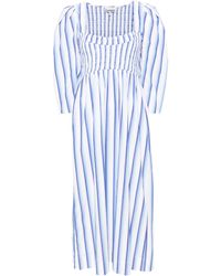 Ganni - Striped Poplin Midi Dress - Lyst