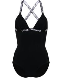 Dolce & Gabbana - Logo-tape Open-back Swimsuit - Lyst
