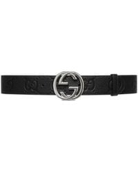 Gucci - Cintura larga con fibbia incrocio gg - Lyst