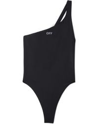 Off-White c/o Virgil Abloh - Off- Logo One Shoulder Swimsuit - Lyst