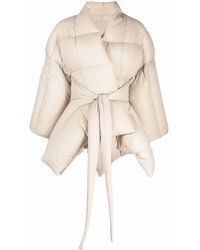 Rick Owens Tommywing Flared Down Coat - Natural