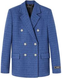Versace - Double-Breasted Lamé Blazer - Lyst