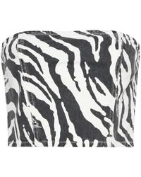 ROTATE BIRGER CHRISTENSEN - Zebra-print Denim Cropped Top - Lyst