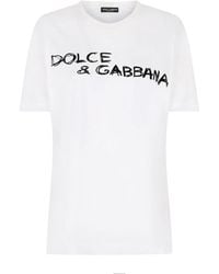 Dolce & Gabbana Lettering Print Short-sleeve T-shirt - White