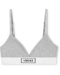 Versace - Bralette A Coste Con Logo 90s Vintage - Lyst