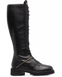 Giuseppe Zanotti Lace-up Leather Boots - Black