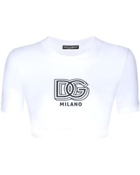 Dolce & Gabbana - Dolce & Gabbana Cropped T-Shirt With Logo - Lyst