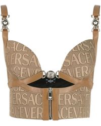 Versace - Top a bustino allover - Lyst