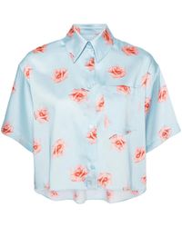 KENZO - Camicia Crop Con Stampa Rose - Lyst