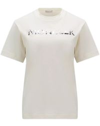 Moncler - T-shirt Con Logo In Paillette - Lyst