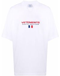 Vetements Flag Logo-embroidered T-shirt - White