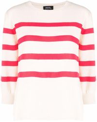 A.P.C. Striped Knitted Jumper - Pink